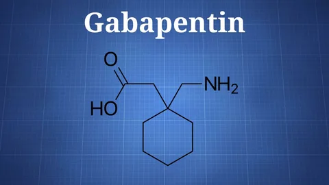 The chemical structure of Gabapentin, a medication cleared by the kidneys, illustrating the drug that carries risks when mixed with alcohol due to its half-life and sedative effects.