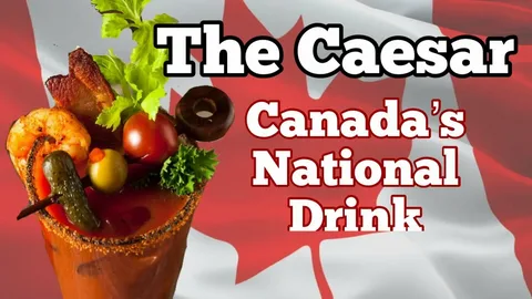 A Caesar cocktail shown in front of a Canadian flag, representing Canada’s national drink and introducing the diverse beverage culture described in the article.